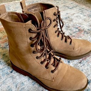 Tan Zip and Lace Up Combat Boots